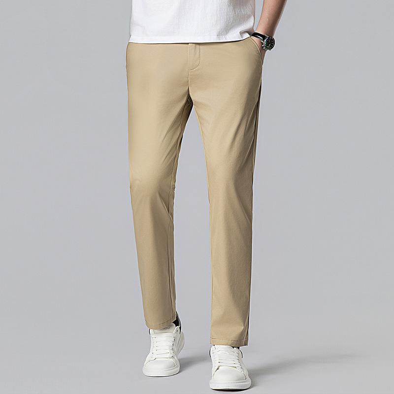 Wholesale Summer Thin Ice Silk Casual Pants for Men, Straight Loose Elastic Khaki Cotton Men's Pants, High-Waisted Long Pants Wholesale Summer Thin Ice Silk Casual Pants for Men, Straight Loose Elastic Khaki Cotton Men's Pants, High-Waisted Long Pants