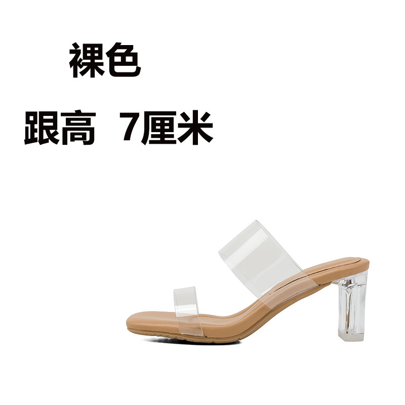 Sandallas de tacón alto transparentes con base suave para mujeres 2026 nuevas zapatillas frías de verano de talón medio de cristal de talón grueso image 6