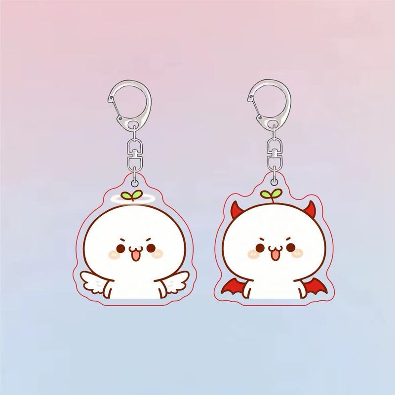 Cute Angel and Demon Acrylic Keychain Decoration for Couples and Best Friends, Small Gift