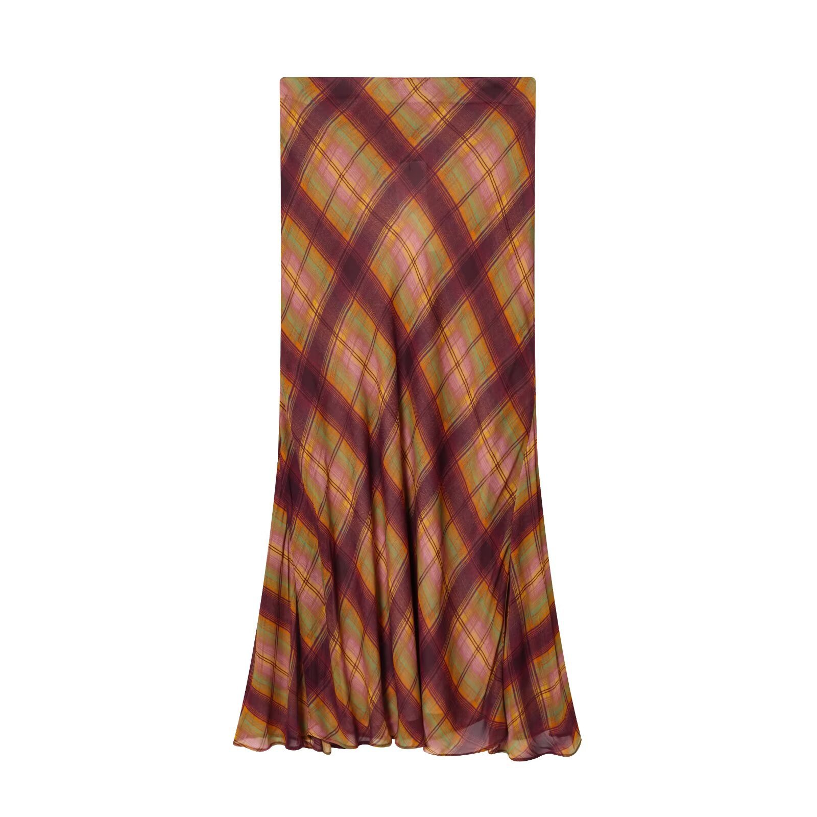 PB&ZA女装2025年秋季新款 优雅知性鱼尾式格子长款半身裙8389037