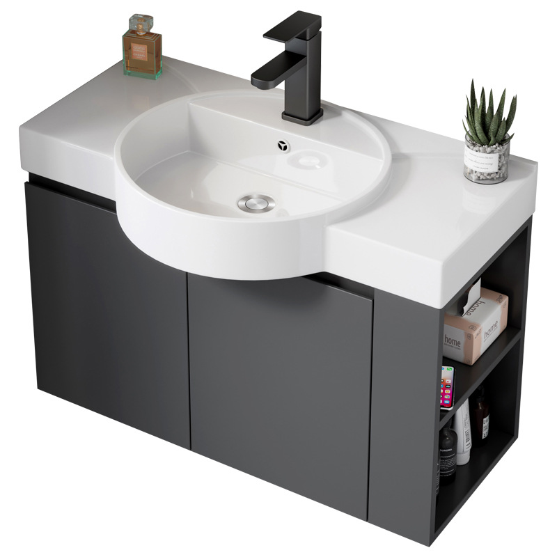 Ultra-Estrecho gabinete de baño de madera maciza combinación baño integrado lavabo de cerámica lavabo pequeño apartamento lavabo