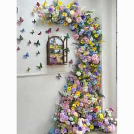 莫奈花园造景仿真花之窗瀑布婚礼布置拱门打卡网红门店橱窗