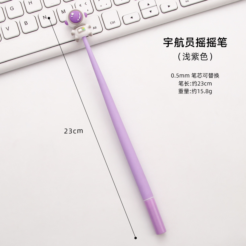 El nuevo astronauta sacude la pluma de gel de dibujos animados de goma suave de alto valor pluma de firma linda estudiante aprendizaje papelería
