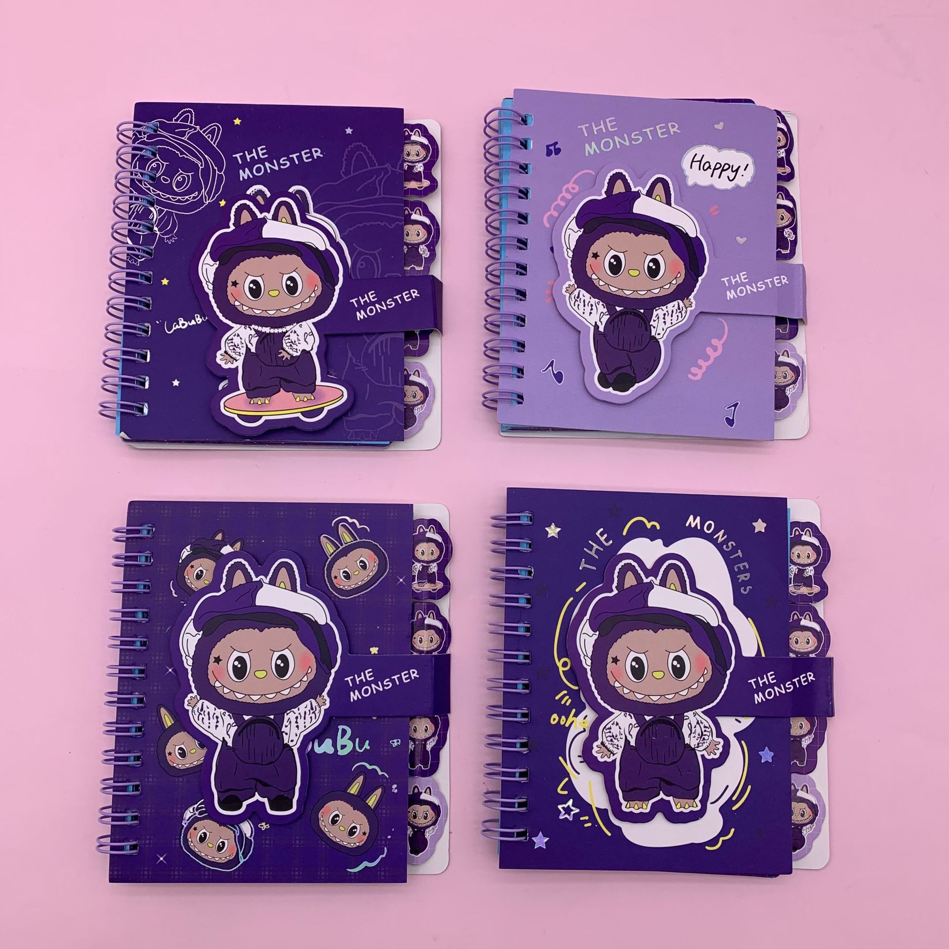 Cuaderno Espiral Clasificador A7 con Páginas Coloridas a Rayas
