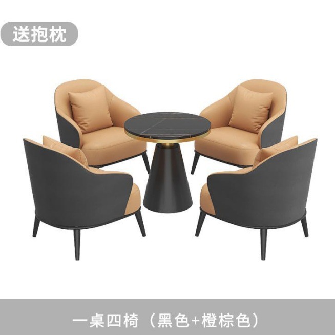 Mesa y silla de recepción Oficina de ventas Balcón de hotel de lujo simple Salón de belleza ocio Sofá para una sola reunión image 14