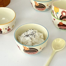 一家四口陶瓷吃飯碗家用可愛兒童碗親子餐具個人專用米飯碗