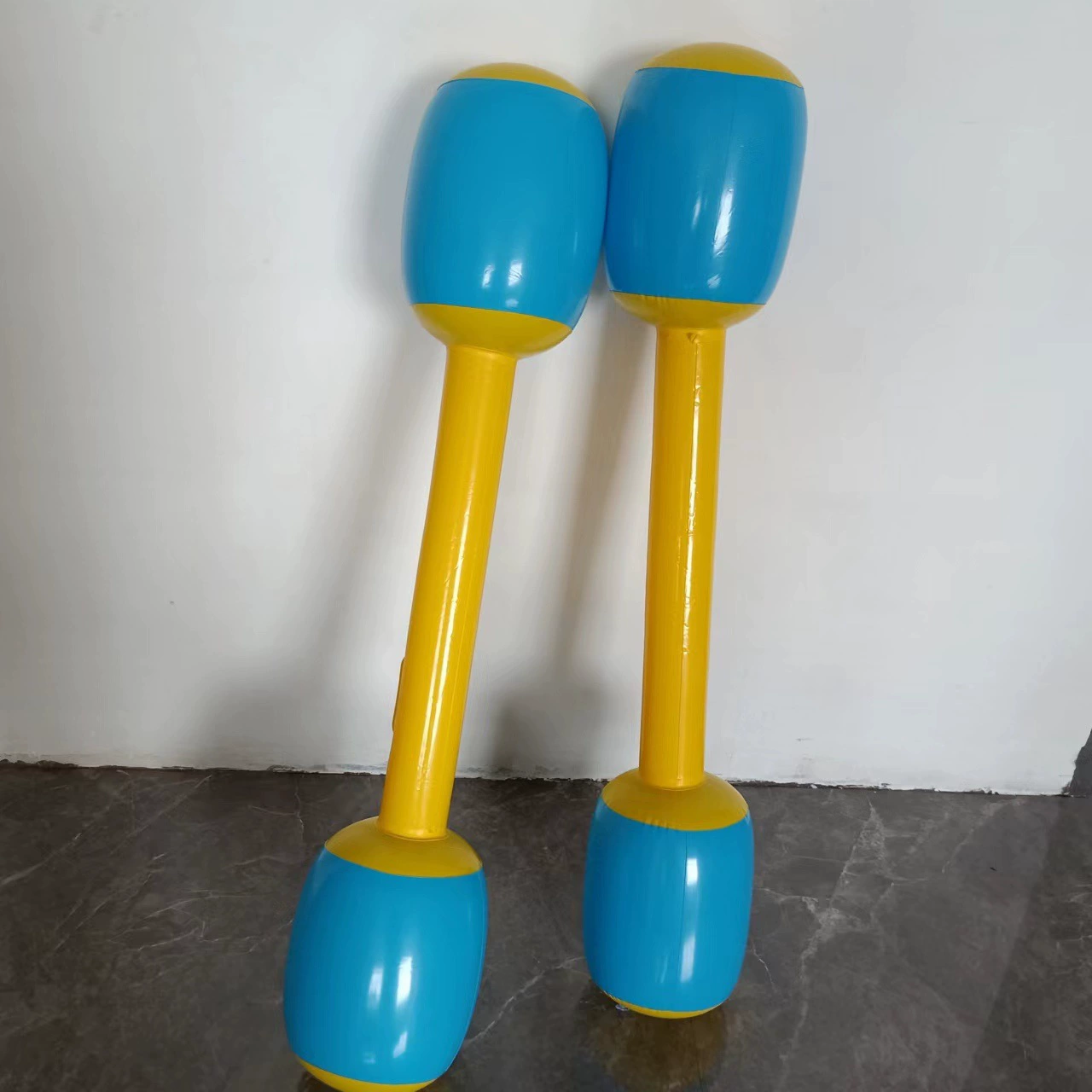 Inflatable handle, wooden hammer for double, toy