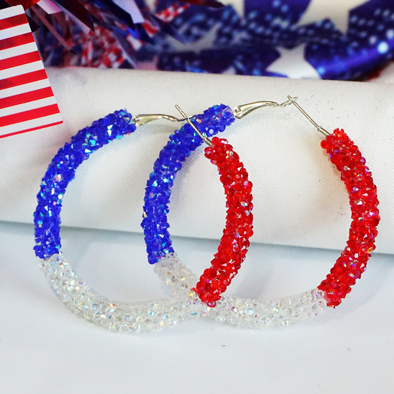 1 Paire Style Simple Bloc De Couleur Incruster Le Fer Strass Des Boucles D'Oreilles display picture 8