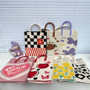 Ins Style Mobile Phone Bag Medium Size Women's New Niche Design Versatile High-End Knitted Woven Bag Handbag Square Bag