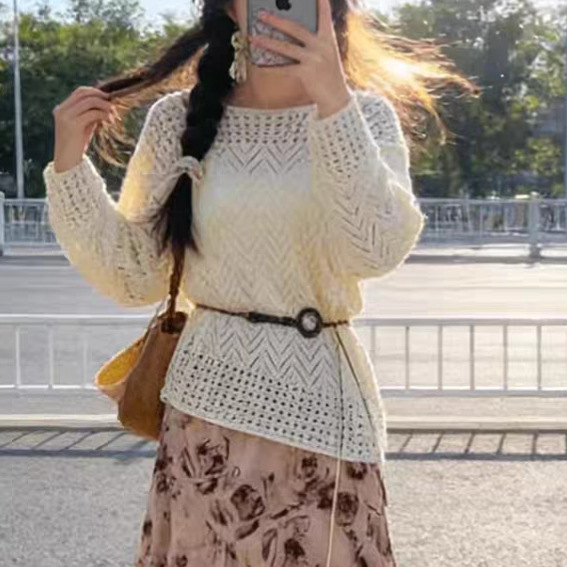 2026 Spring/Summer Plus Size Long Sleeve Off-Shoulder Hollow Knit Sweater for Women, Gentle Style Knit Sunscreen Cover-Up Thin Top 2026 Spring/Summer Plus Size Long Sleeve Off-Shoulder Hollow Knit Sweater for Women, Gentle Style Knit Sunscreen Cover-Up Thin Top