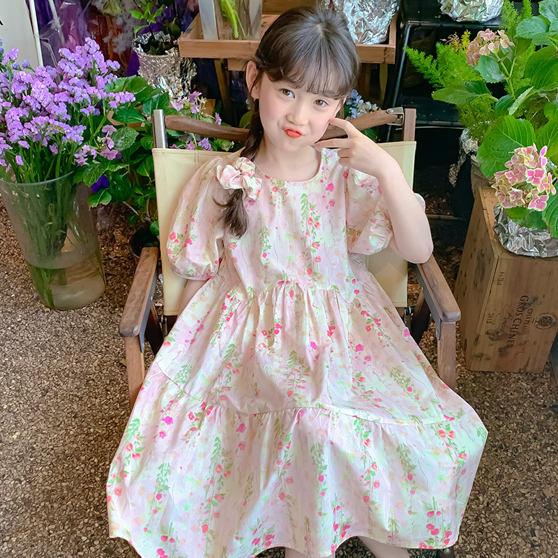 Girls Dress Summer Cotton Skirt Korean Style Children's Doll Collar Floral Skirt Baby Thin Girl Princess Dress Girls Dress Summer Cotton Skirt Korean Style Children's Doll Collar Floral Skirt Baby Thin Girl Princess Dress