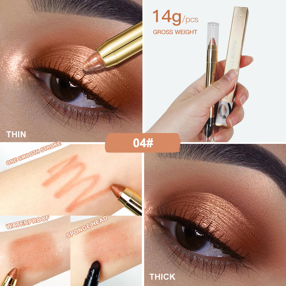 ibcccndc pearlescent eyeshadow stick with brush head, high-gloss earth Eyeshadow pen, double-headed eyeshadow stick undefined
