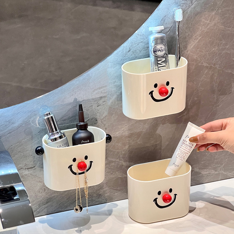 Toilet Punch-free Storage Rack Kitchen Bathroom Toilet Washbasin Toothbrush Wall-mounted Cream Air Storage Box