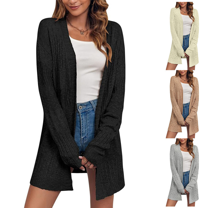 2024 cross-border independent station European and American cardigan oversized spring light twisted knitted cardigan sweater