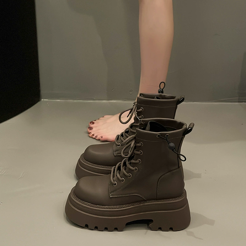 Американский ретро британский стиль толстые каблуки Martin сапоги женский 2024 новый летний коричневый дикий короткоствольный сапоги