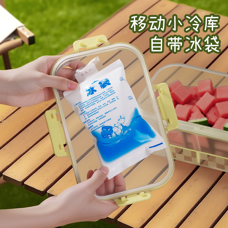 ポータブルフルーツ弁当箱大容量アウトドアキャンプ春のお出かけアイスバッグ付き食品フルーツドリンク収納クリッパー|undefined
