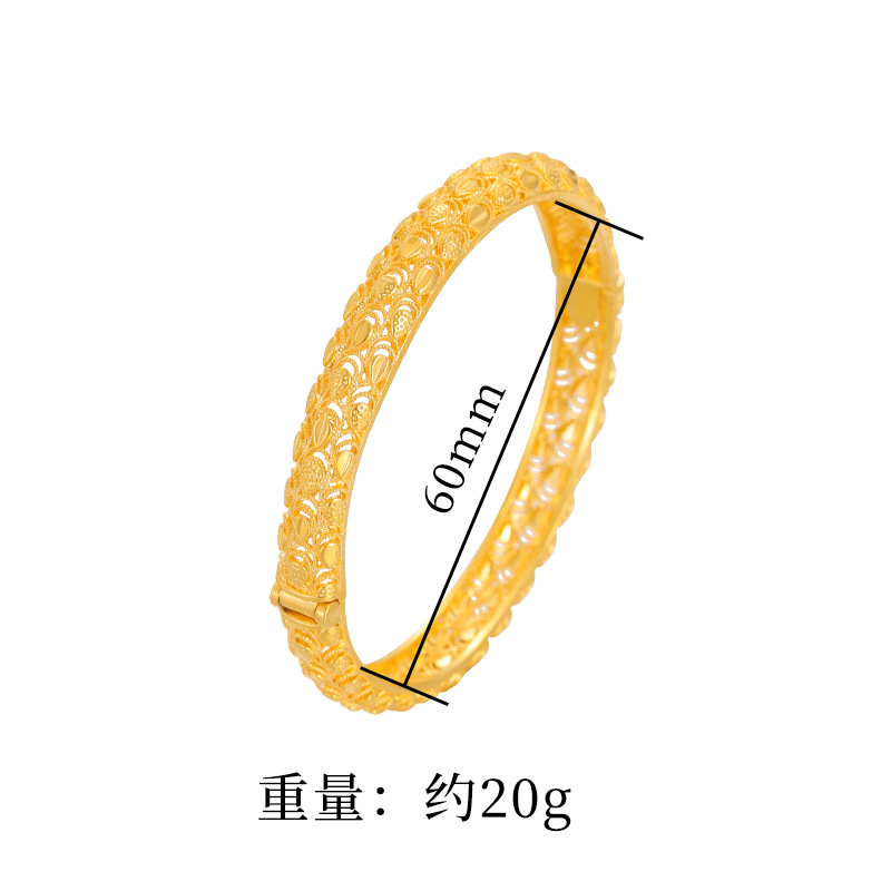 Hueco de la vendimia pulsera tallada pulsera de oro de vietnam joyería de la escala del dragón de las mujeres exquisito todo fósforo de estilo antiguo de suministro directo de fábrica