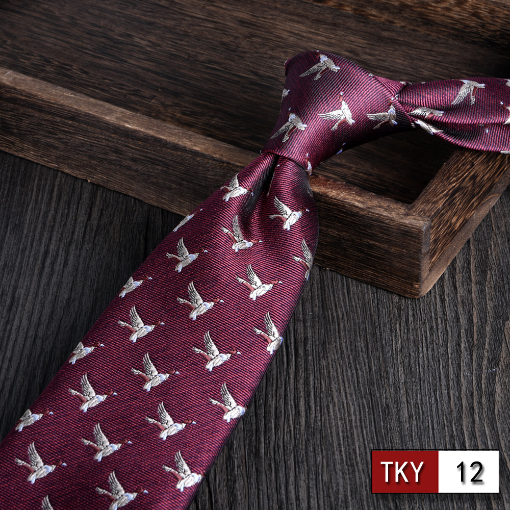 Corbata hombre vestido de negocios profesionales vino rojo novio casamiento Jacquard 8cm mano nueva tendencia spot