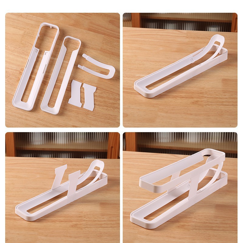 Caja de almacenamiento de huevos con tobogán, refrigerador fresco de verano, puerta lateral, rollo automático, refrigerador de cocina, estante para huevos de doble capa a prueba de caídas