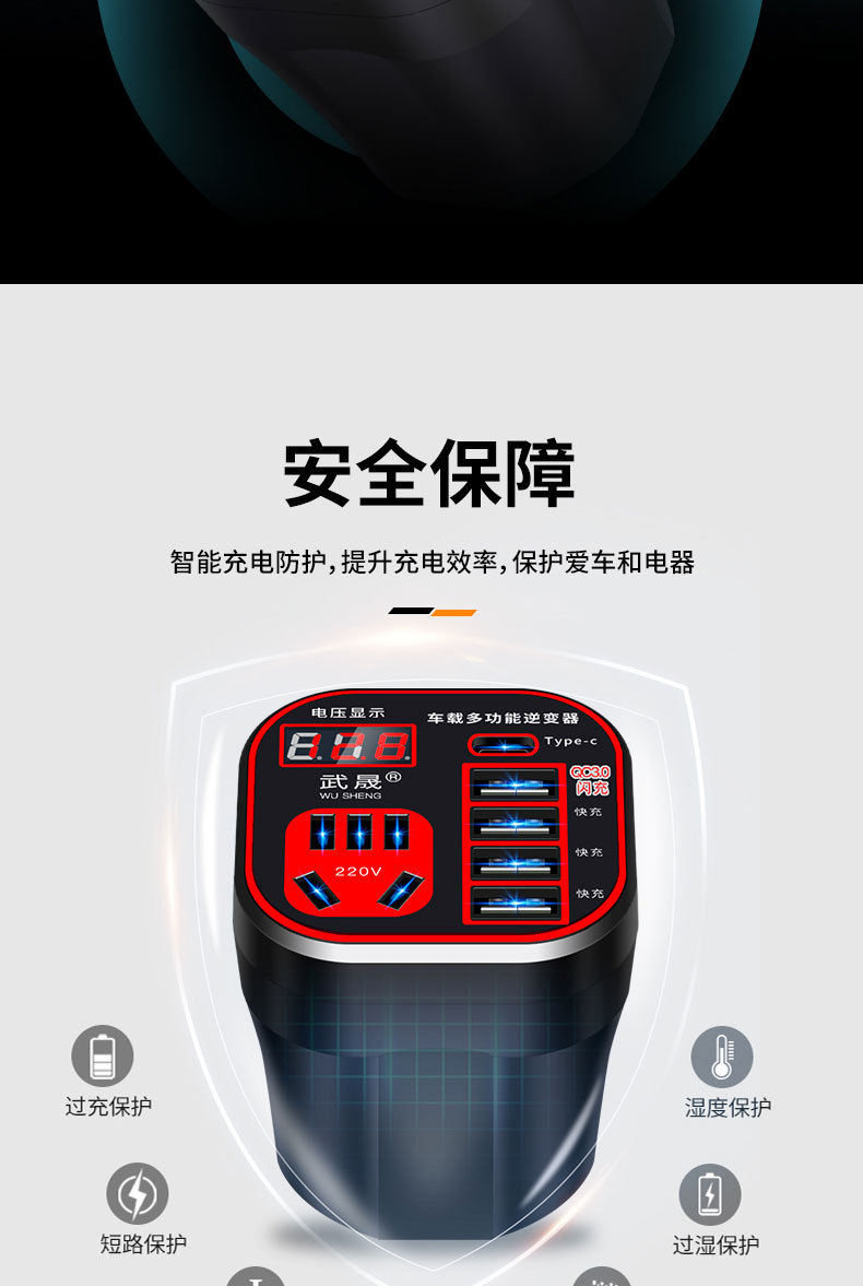 Car Inverter 12V24V Universal to 220V Car Power Socket Truck Smart Charging Inverter Converter
