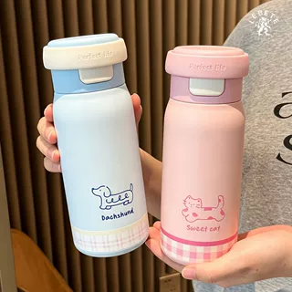 简约可爱女生高颜值不锈钢陶瓷内胆保温杯吸管直饮便携密封防漏