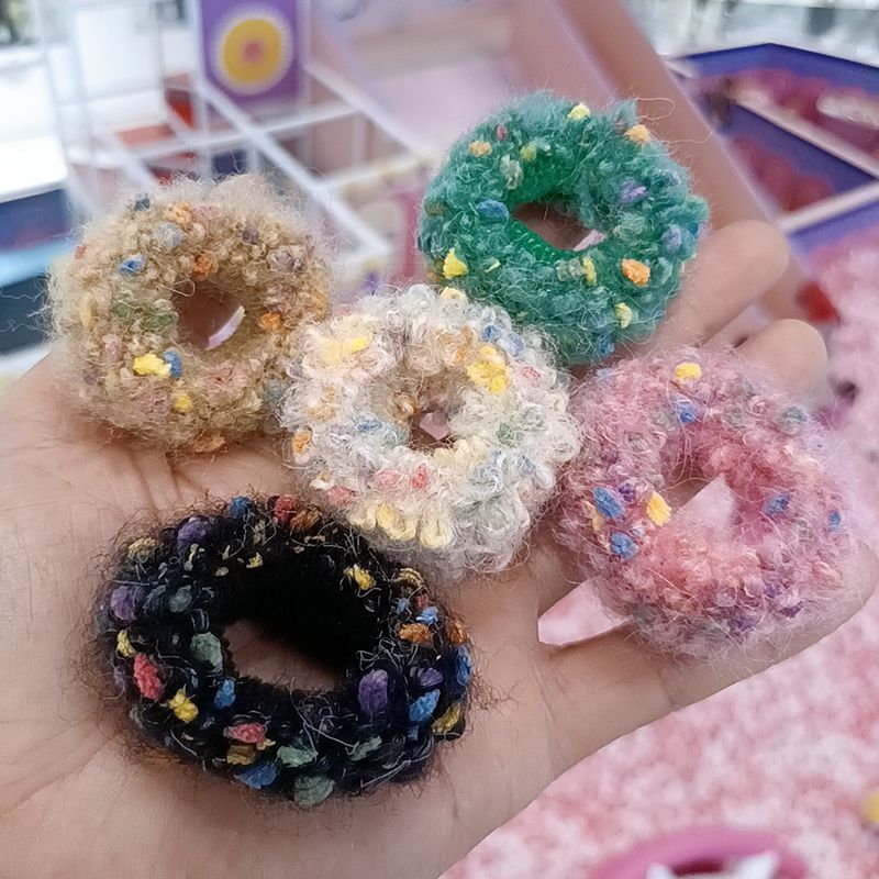 毛绒头绳糖果色毛巾圈发圈扎头发绳皮筋ins高颜值头饰发饰品批发