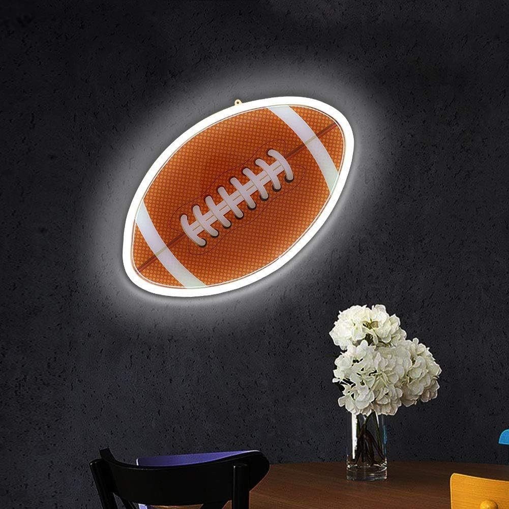 跨境新品创意造型足球灯家用房间布置造型灯ins风装饰镜面霓虹灯