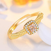 Brand small design adjustable ring with crystal, on index finger