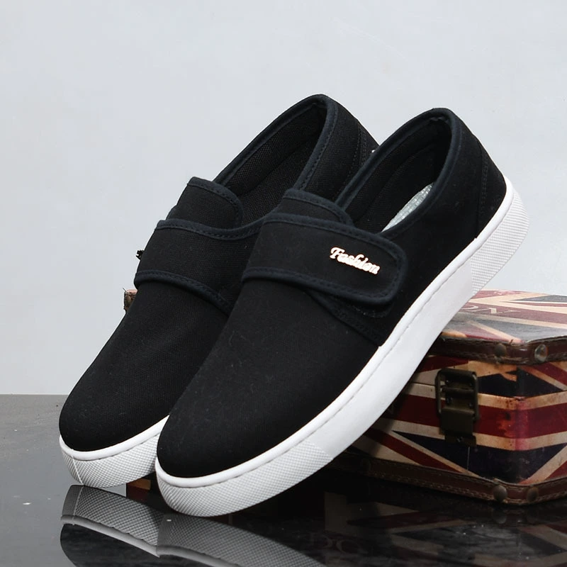 Мужская универсальная модная обувь, черные парусиновые туфли, мужская корейская версия, дышащие парусиновые туфли без шнуровки на липучке 839
