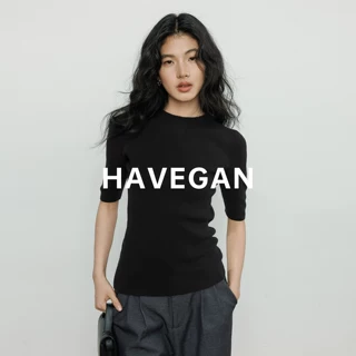 与间HAVEGAN/半高领正肩基础针织T恤女秋季半袖修身弹力打底衫