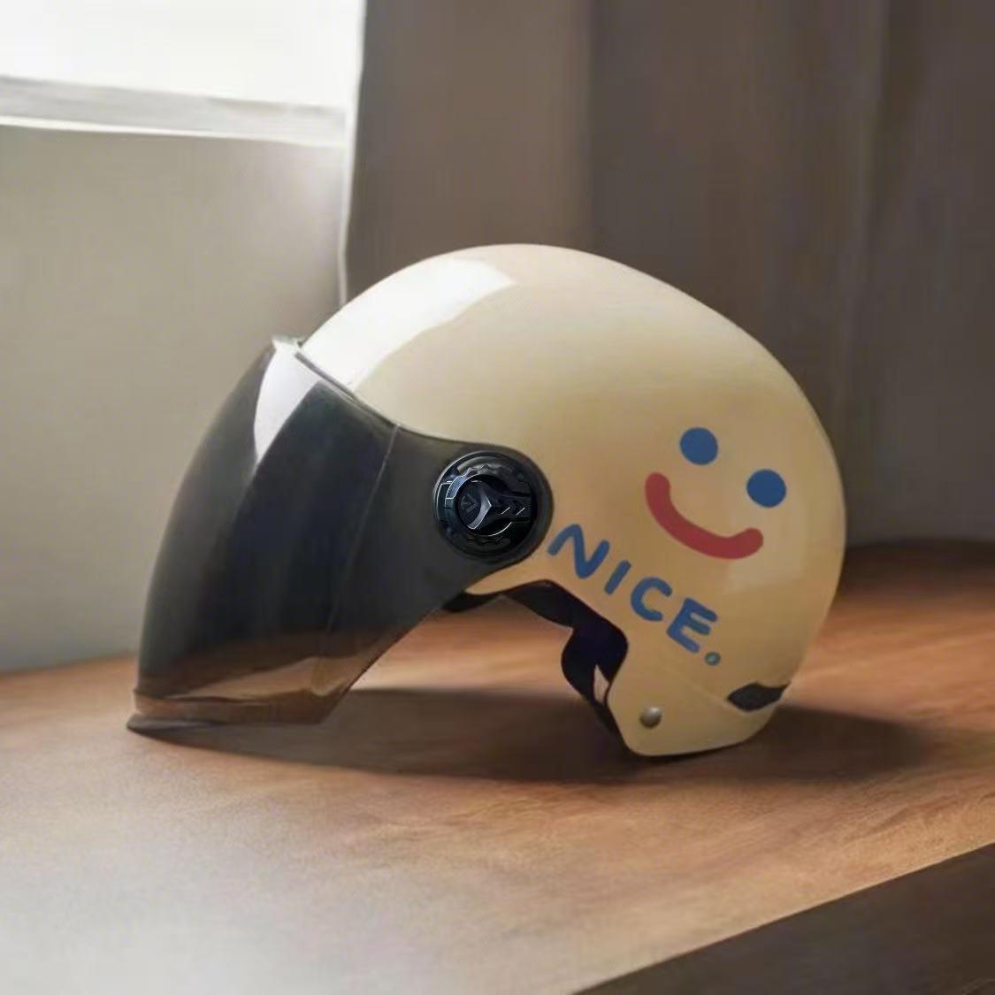 Certified Electric Vehicle Helmet, Motorcycle and Electric Scooter Personalized Sun Protection Cartoon Couple Half Helmet, Unisex Safety Helmet, Smooth Finish