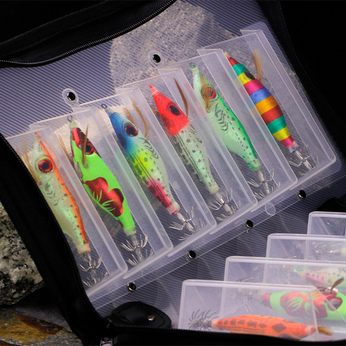 Weihe big-eye shrimp set wooden shrimp box 12 pieces double-sided iron plate bait lure storage box factory wholesale
