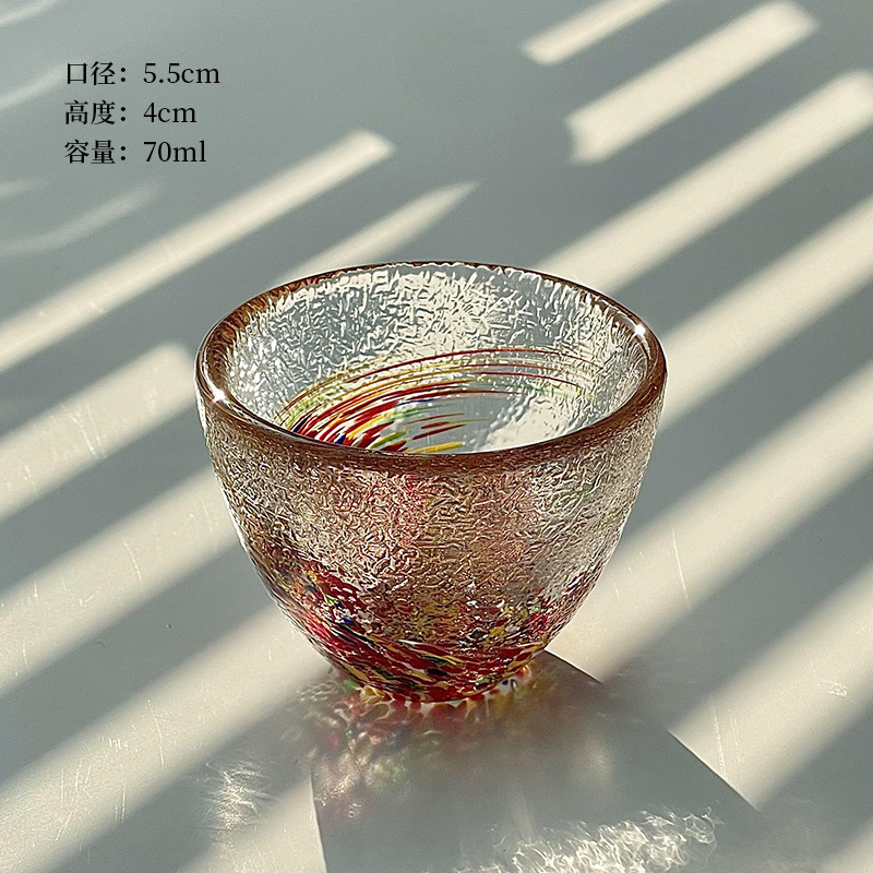 Taza de sake de color esmaltado set Jiugong estilo japonés taza de té mini taza de vino de vino de vino de vidrio