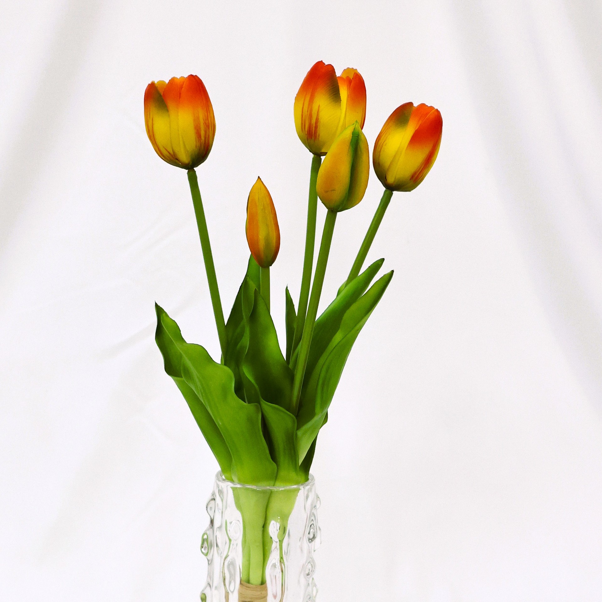 Simulación de flores de tulipas de goma blanda PE látex de goma de goma de flores de tulipas Simulación de flores humectantes 5 tulipas