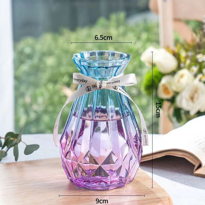 Jarrón de vidrio recto de bambú rico contenedor hidropónico micro paisaje decoración ins estilo creativo simple florero alto sentido