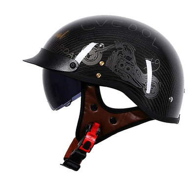 Motosiklet kaskı (dəbilqə) – Scooter Riding Helmet - 112-carbon-fiber-bright-black-harley-m