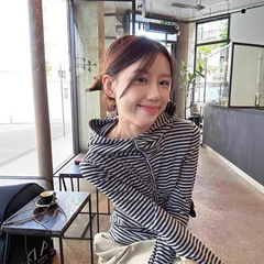 韩系chic别致条纹连帽长袖T恤女早秋内搭小个子独特绝美打底上衣