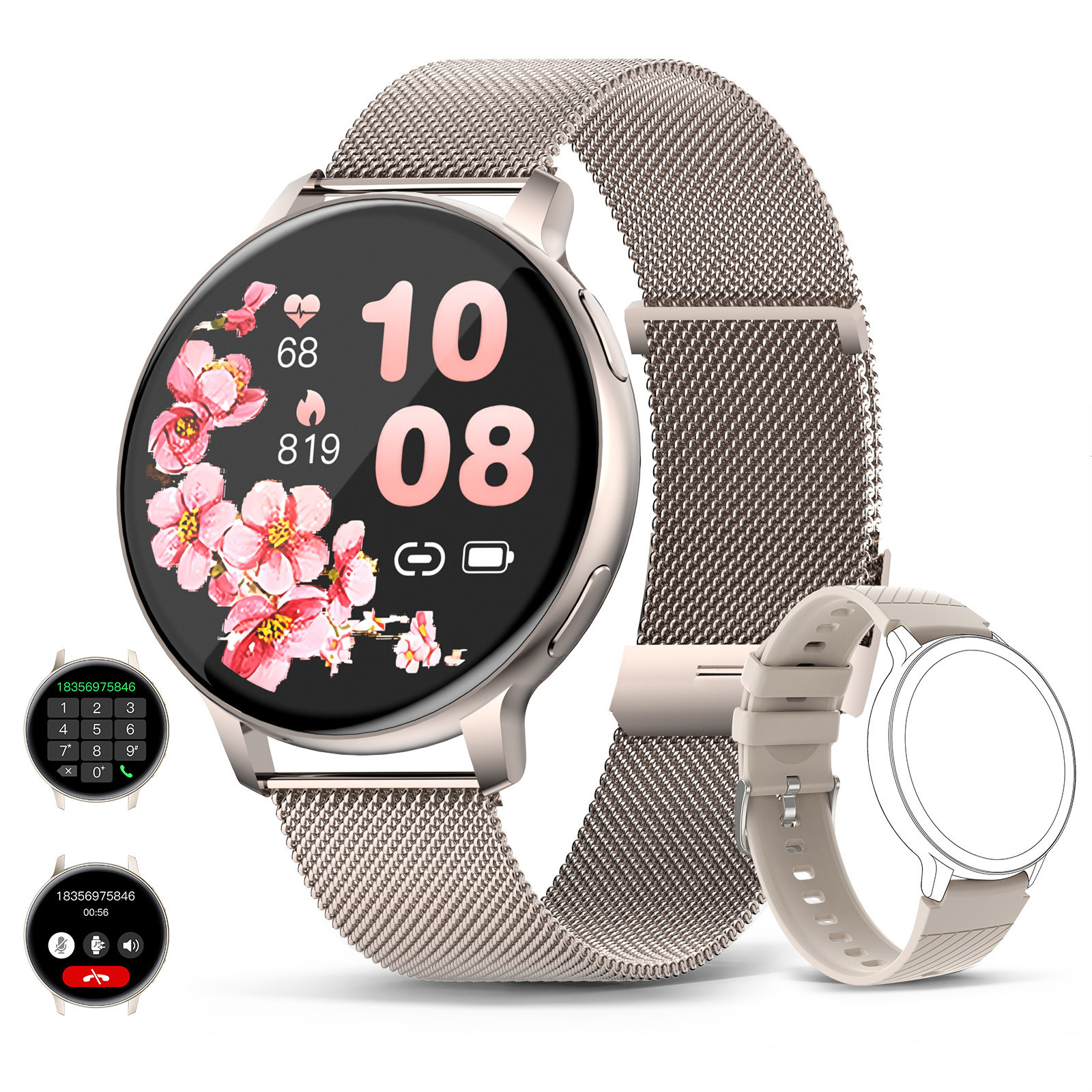 Smartwatch Fir Dammen Mat Bluetooth Uruff An Fitness Tracker_voghion.com