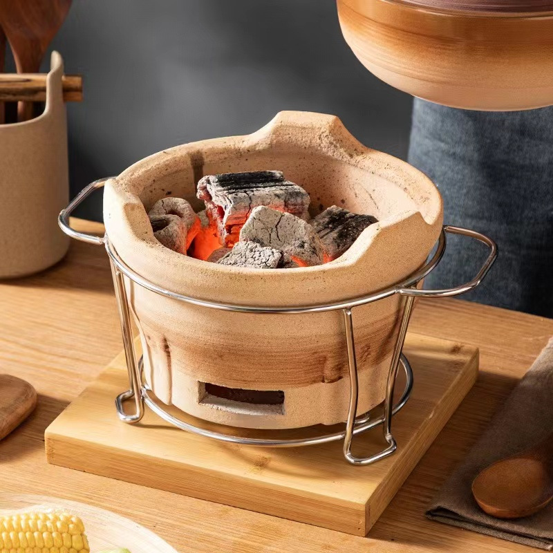 Thickened clay barbecue stove, home tea brewing stove, indoor traditional rim-stove, charcoal stove, outdoor carbon stove, clay stove
