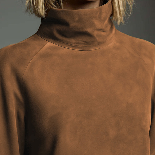 Autumn new style European and American style deerskin velvet fashionable high-necked women's long-sleeved dress