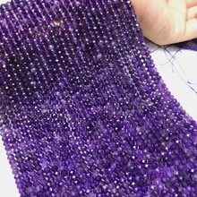 天然紫水晶切面盤珠半成品  紫晶刻面扁珠 算盤珠DIY手工飾品配珠