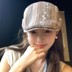 复古名族风蕾丝报童帽子女日系文艺新款大头显脸小百搭画家贝雷帽