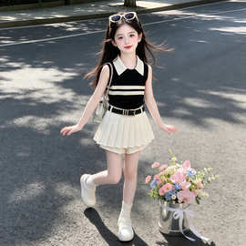 女童裙子套装夏学院风2026新款女大童夏季炸街jk百褶裙夏装两件套