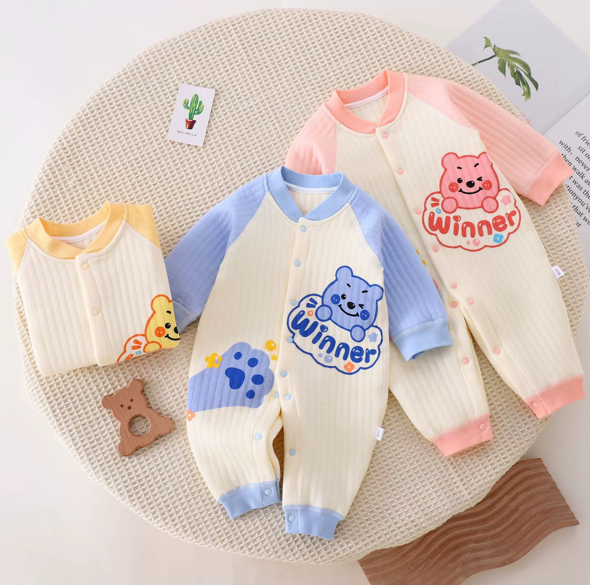 Детская цельная одежда Весенняя и осенняя теплая комбинезон детская одежда детская хлопчатобумажная одежда для новорожденных