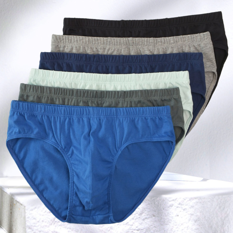 Men's Underwear Pure Cotton Briefs Men's Mid-Waist Youth Summer Breathable Sexy Pure Cotton Men's Boys' Briefs