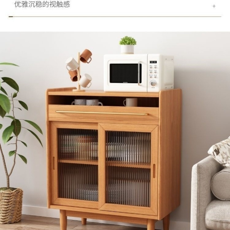 实木餐边柜北欧一体推拉门原木多功能收纳柜新中式储物置物柜|undefined