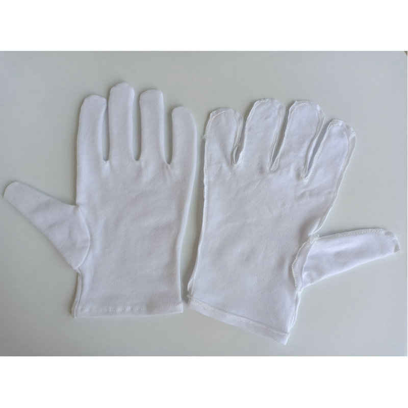 白色棉氨纶两拼手套 柔软舒适美容保湿手套 文玩鉴定手套