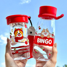 2025新款卡通塑料杯女生泡茶水杯带茶隔高颜值ins风直饮杯子便捷