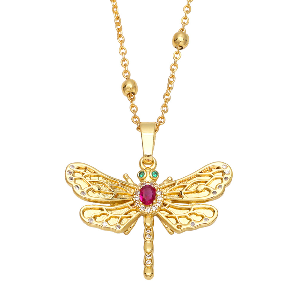 Cute Animal Puppy Pendant Copper 18K Gold-plated Inlaid Zircon Necklace