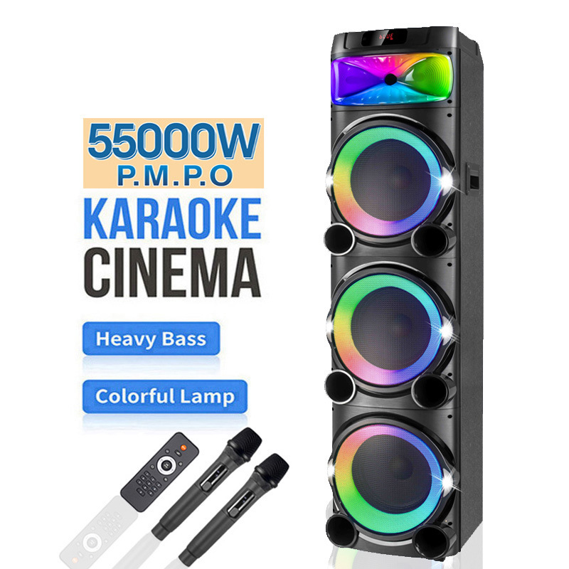High-power wireless party speaker with microphone for outdoor use, 10inch three-speaker portable Bluetooth speaker High-power wireless party speaker with microphone for outdoor use, 10inch three-speaker portable Bluetooth speaker